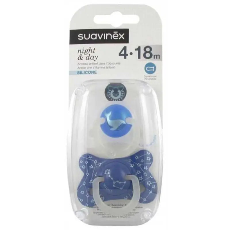 Sucettes Suavinex Night and Day 4–18M – Baleine Bleu – Lot de 2 - Image 3