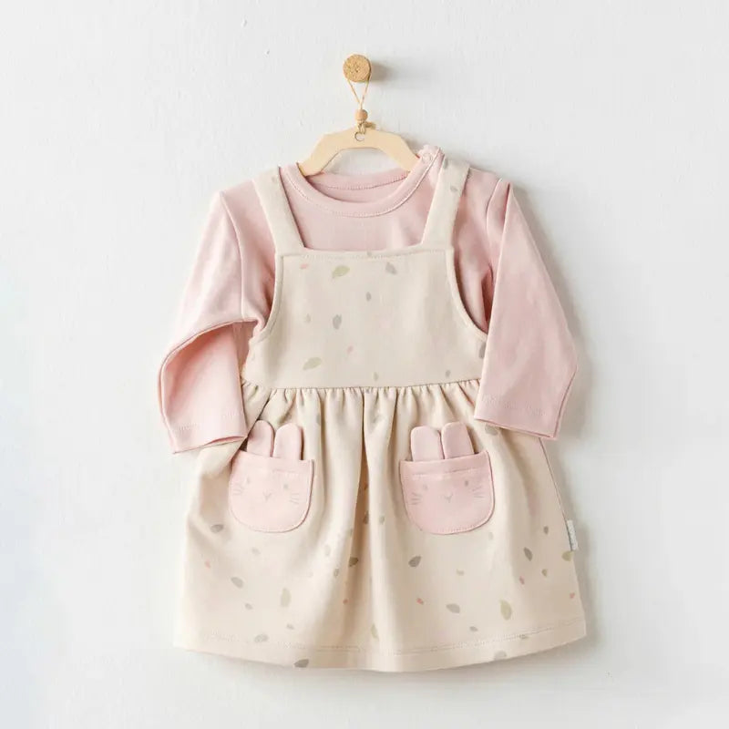 Tenue robe-salope à feuilles beiges - Image 1