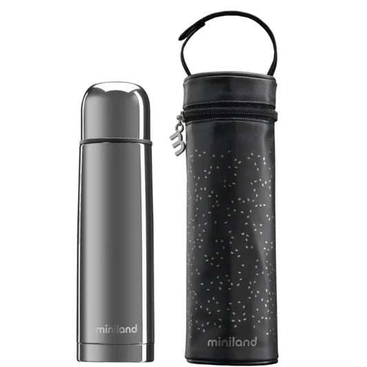 Thermos Deluxe Silver 500 ml avec pochette isotherme Miniland - Image 1
