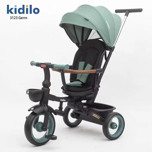 Tricycle pliable 7 en 1 pour enfants de 1 à 5 ans Vert - Image 1