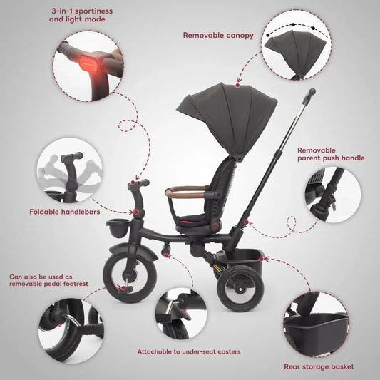 Tricycle pliable 7 en 1 pour enfants de 1 à 5 ans Gris - Image 3