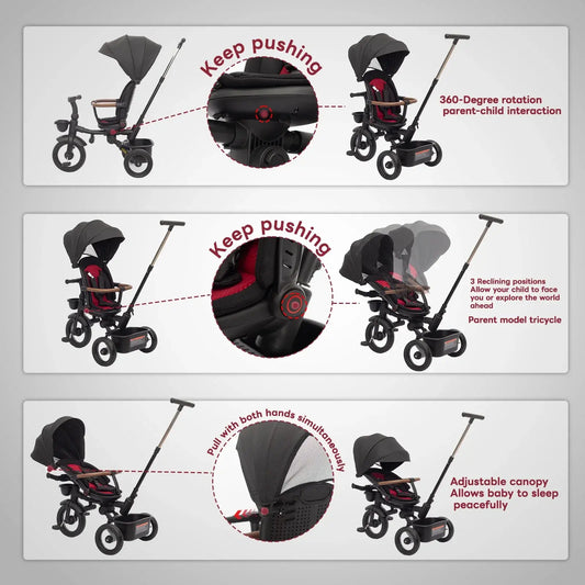 Tricycle pliable 7 en 1 pour enfants de 1 à 5 ans Noir - Image 3