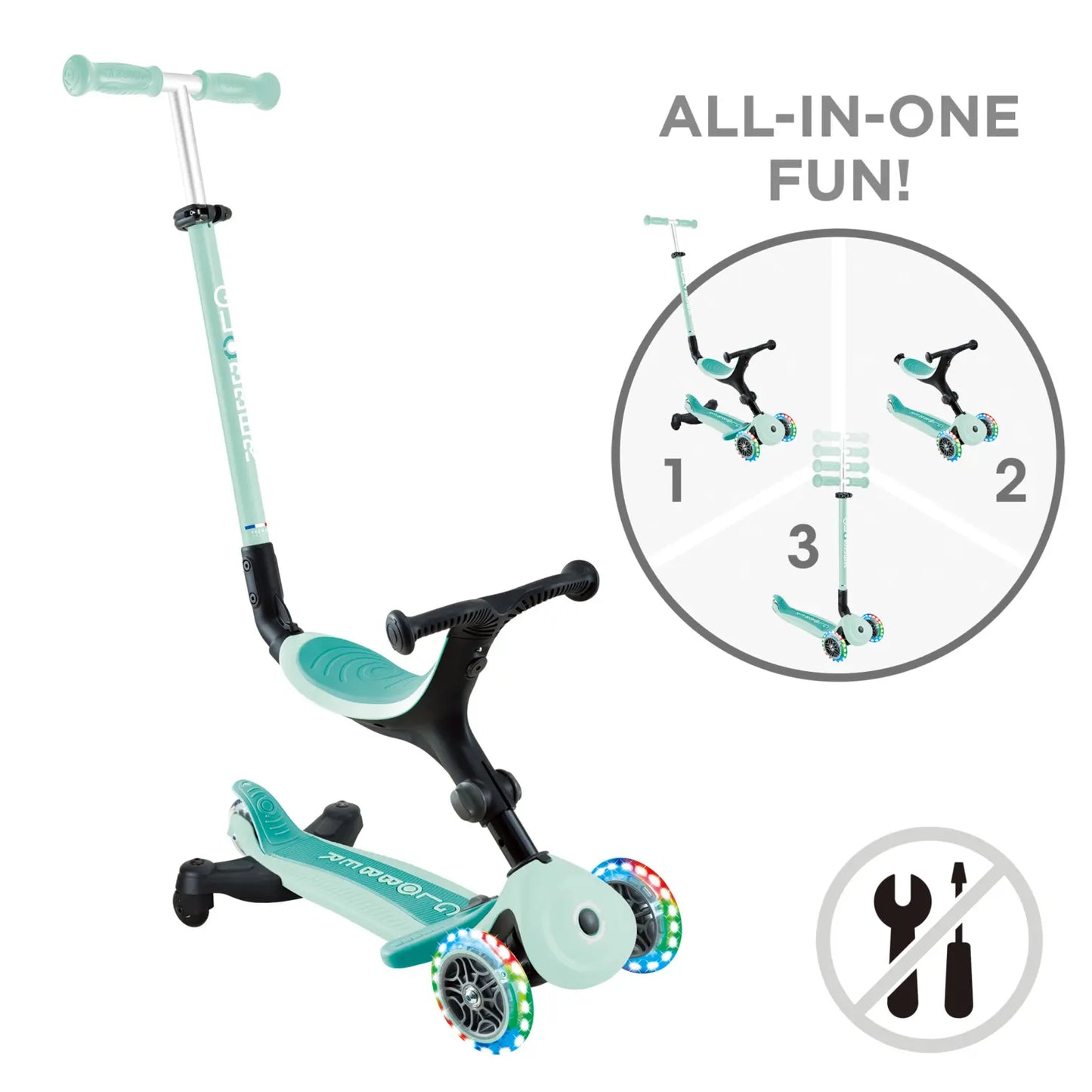 Trottinette Évolutive Globber GO•UP Active Plus Lights Mint - Image 8