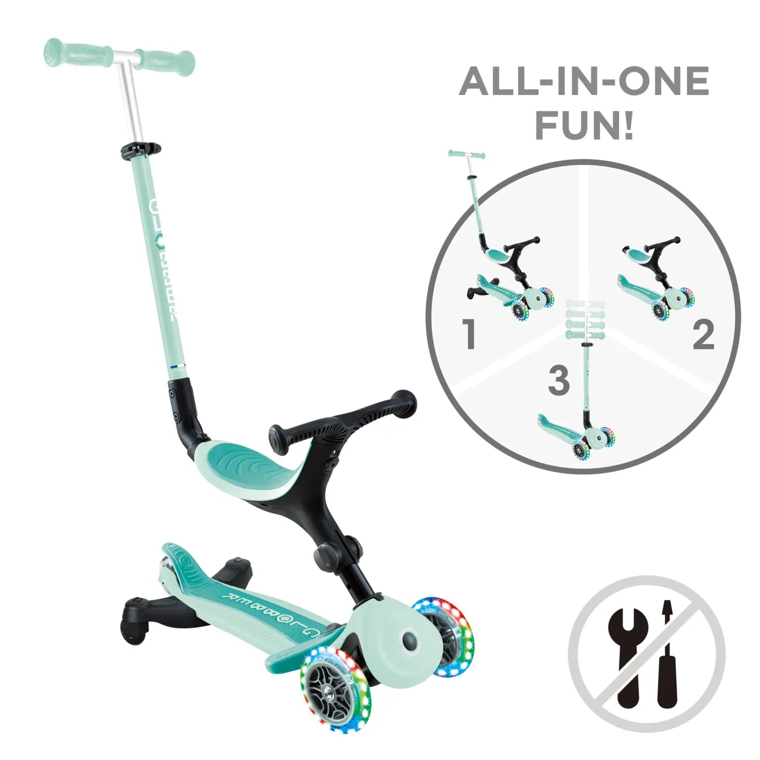 Trottinette Évolutive Globber GO•UP Active Plus Lights Mint - Image 8