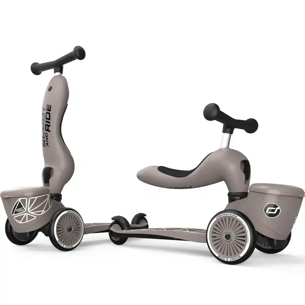 Trottinette Scoot And Ride 2 en 1 Highwaykick 1 Lifestyle – Lignes brunes - Image 1