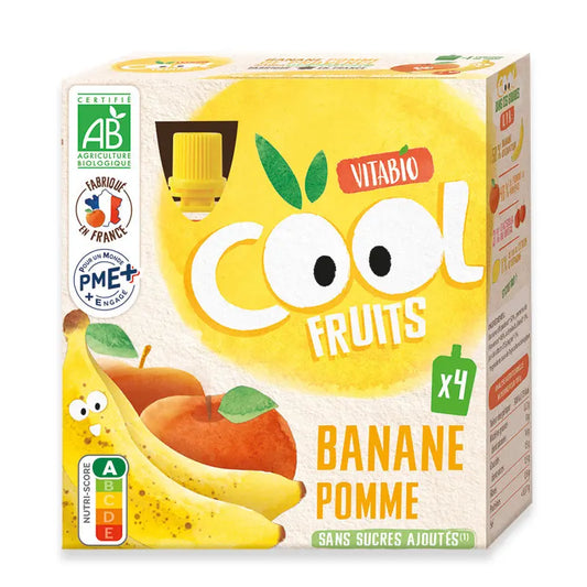 Vitabio Cool Fruits – Gourdes Pomme Banane – 4x90g – BIO - Image 1