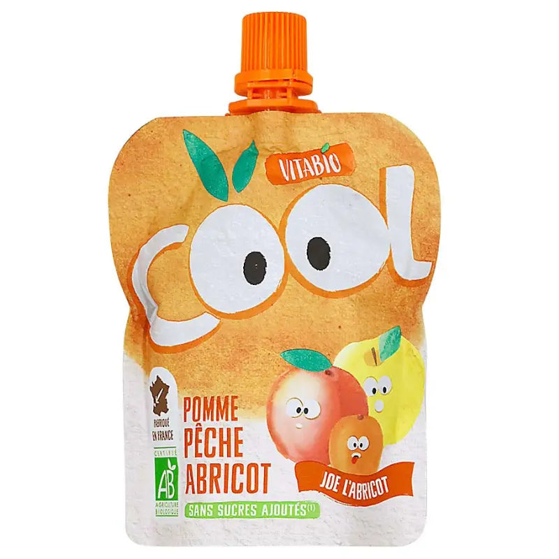 Vitabio Cool Fruits Pomme Pêche Abricot Bio Gourde 90g - Image 1