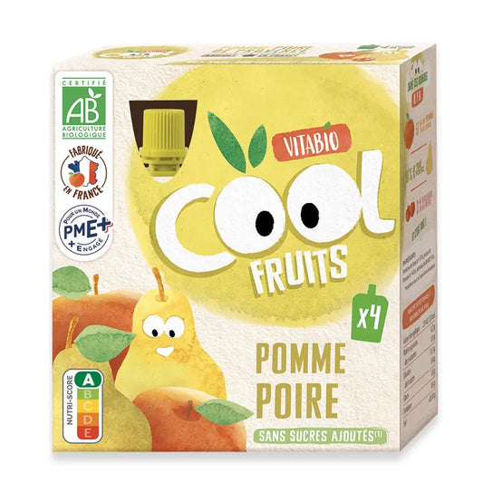 Vitabio Cool – Gourdes Fruits Pomme Poire de provence 4×90 g - Image 1